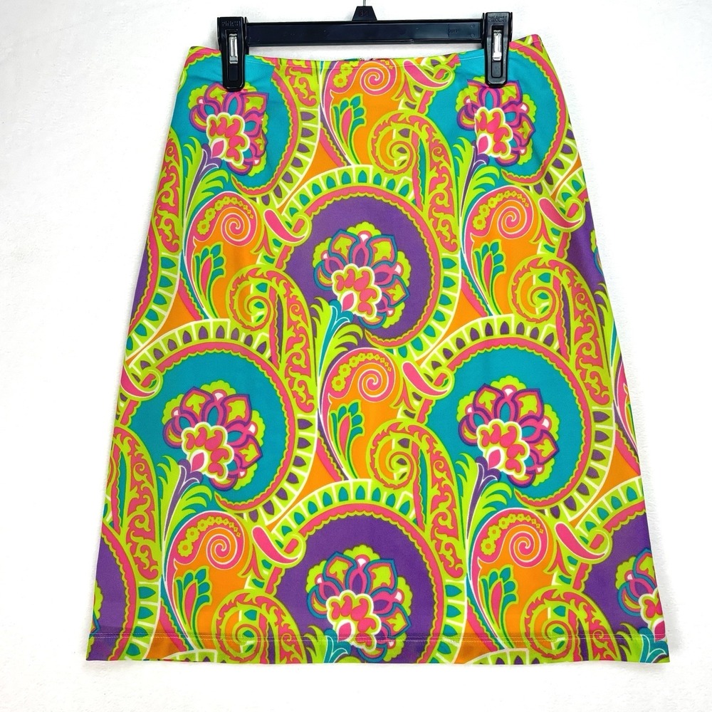 VTG Tempesta Gruppo Americano A-line Skirt 8 Bright Psychedelic Paisley Floral